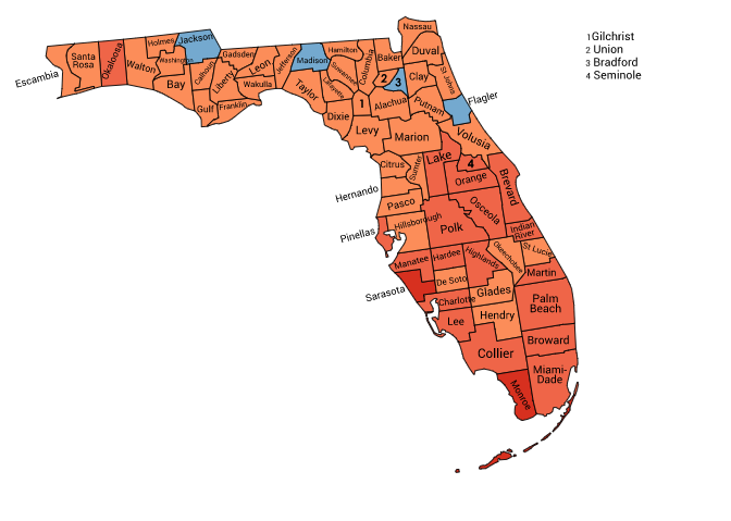 FLORIDA covid-19 data map