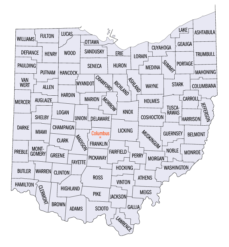 OHIO covid-19 data map
