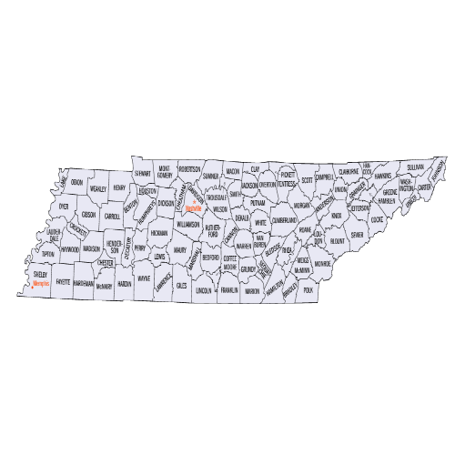 TENNESSEE covid-19 data map